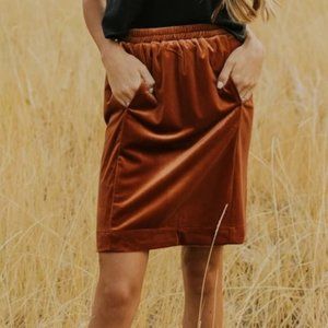NWT Roolee | Crushed Velvet Burnt Orange Skirt